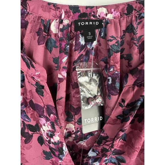 NWT Torrid Georgette Puff Sleeve Peasant Blouse Long Sleeve V-Neck Plus Size 3X - Picture 7 of 10